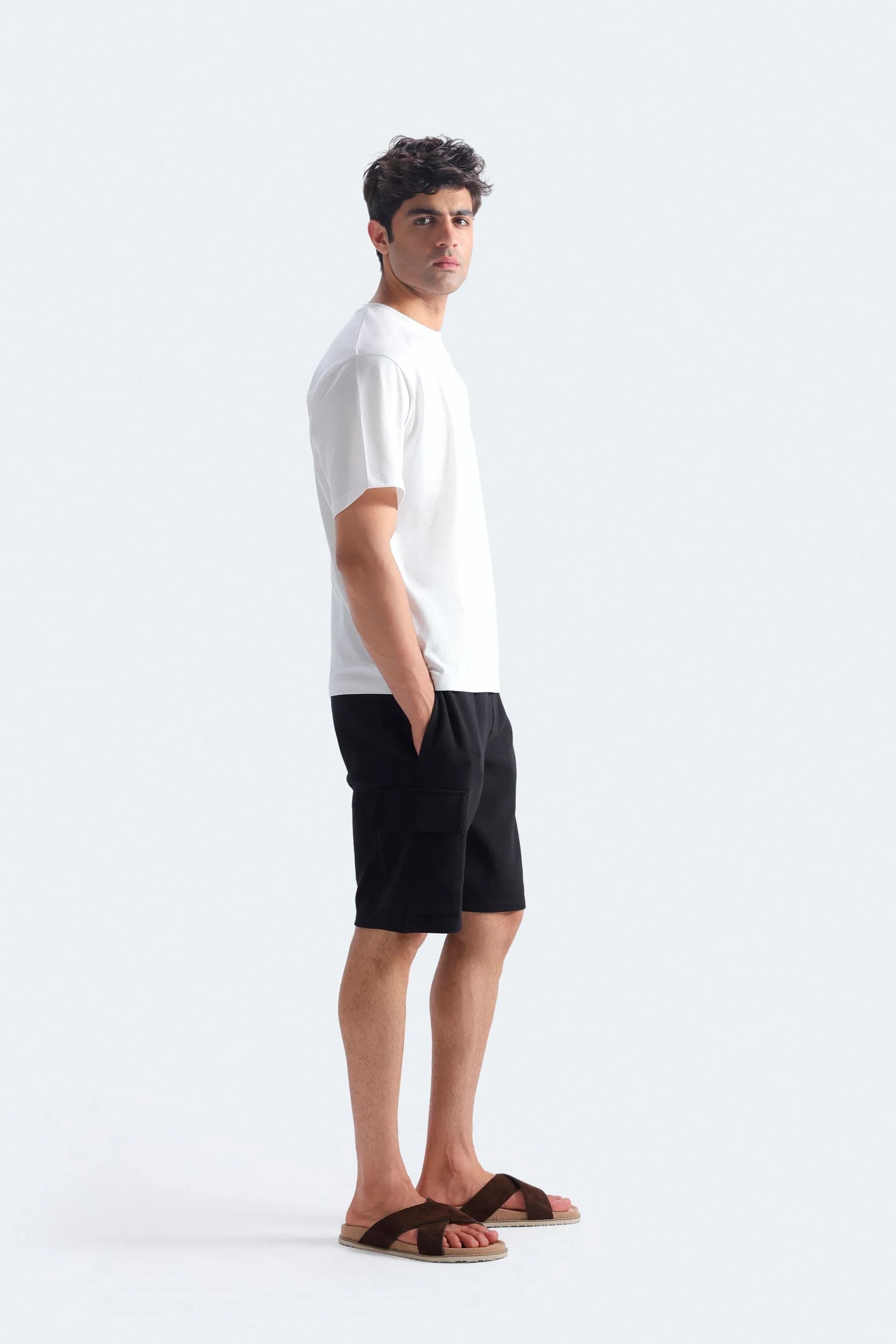 Minimal White Boxy Tee + Cargo Shorts Set